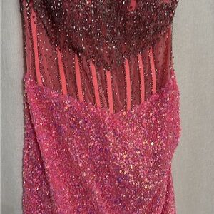 Pink and Brown Sequin Dress